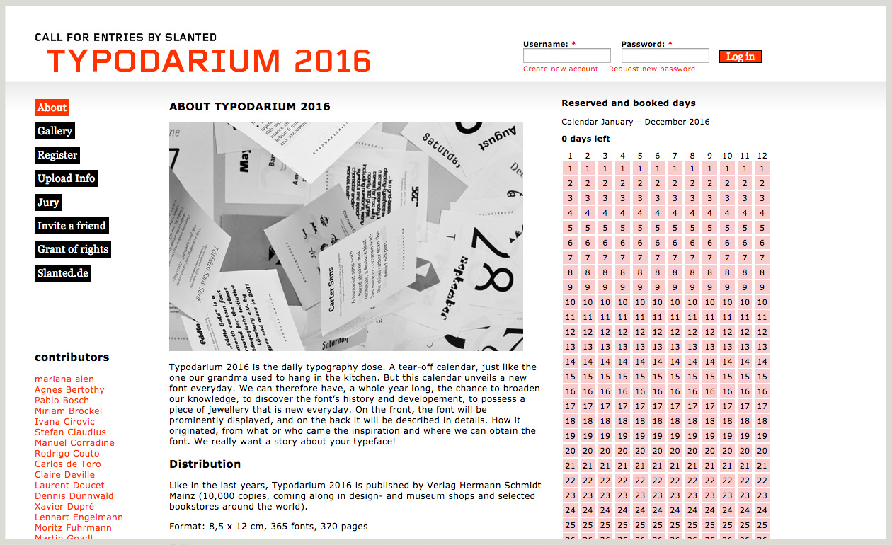 Typodarium 2016 画面スクリーンショット